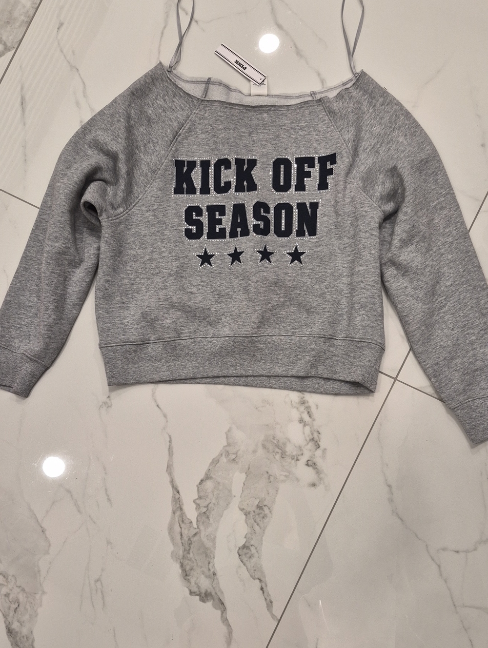 PINK VS 'Kick Off Season' Off-Shoulder Sweatshirt LIMITED EDITION And Tshirt